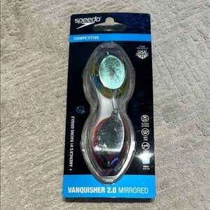 Speedo Vanquisher 2.0 Mirrored Swim Goggles Competitive NWT